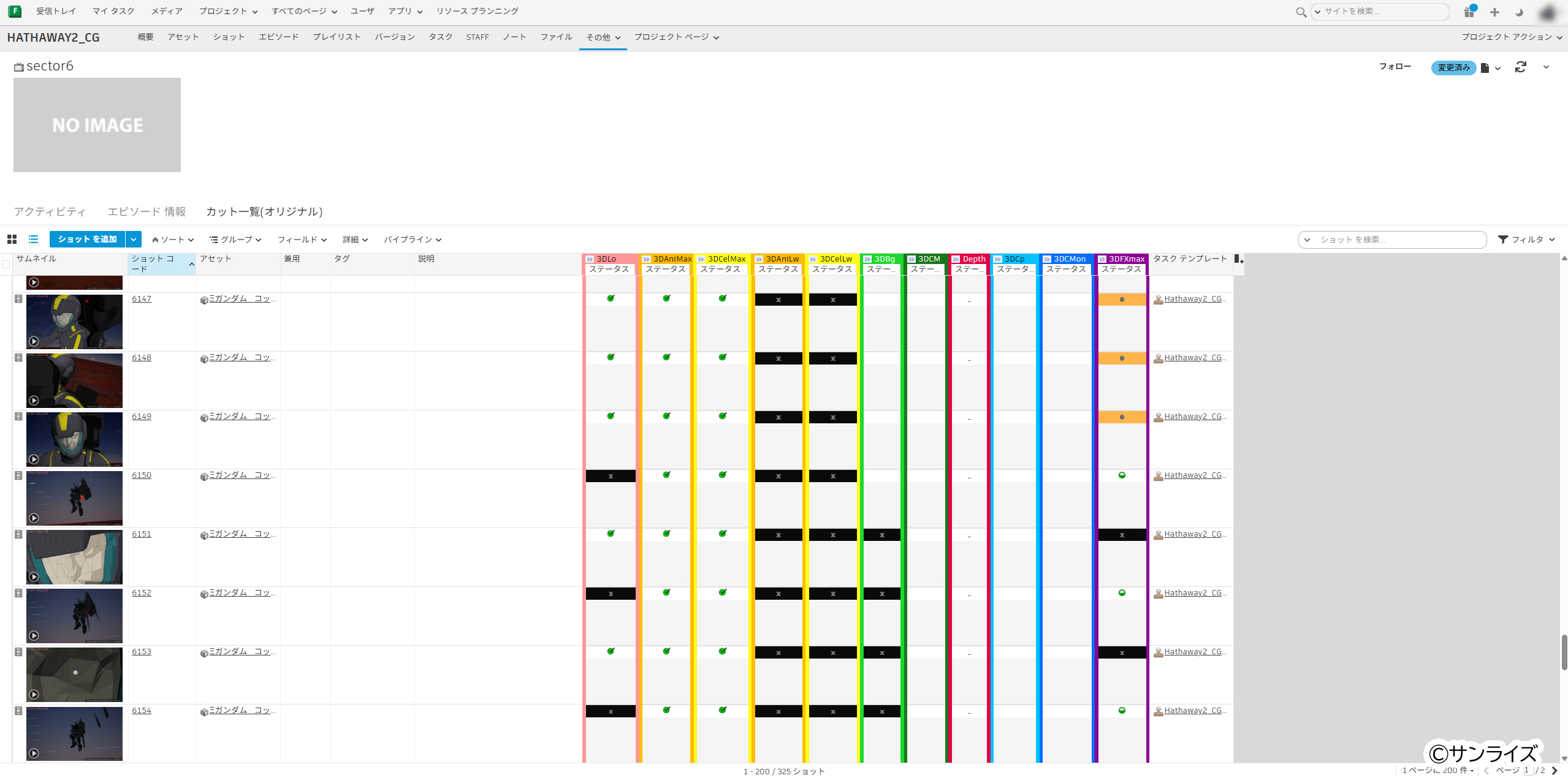 Flow Production Tracking 作業中の画面