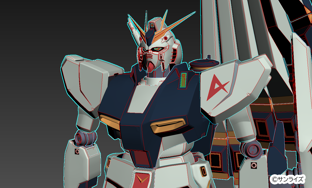 νガンダムのレンダリング画像(ライン表示)