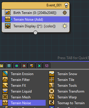 Terrain Noiseオペレーターを追加します。