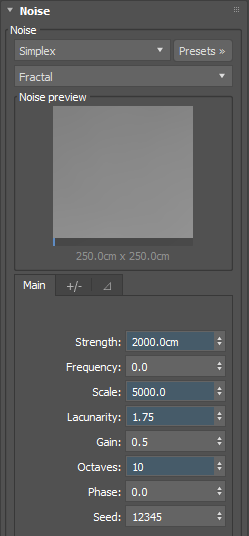 Strengthを2000.0cm、Scaleを5000.0に変更しております。