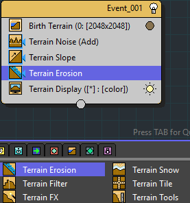 Terrain Erosionオペレーターを追加します。