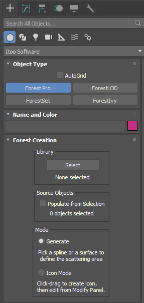 Forest PackのSetup UIが表示されます。