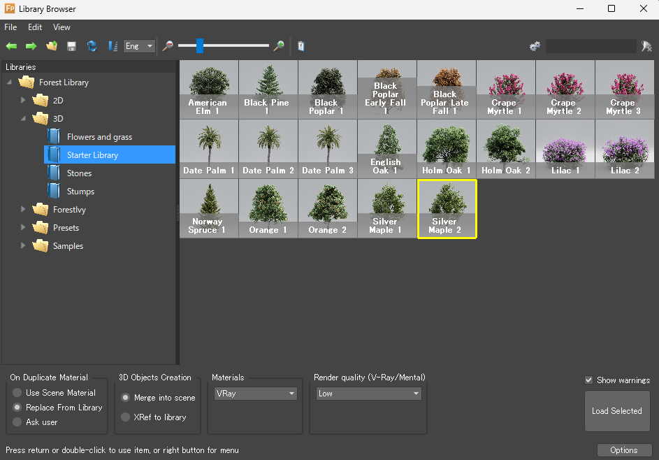 この状態にして樹木から1つ選びます。