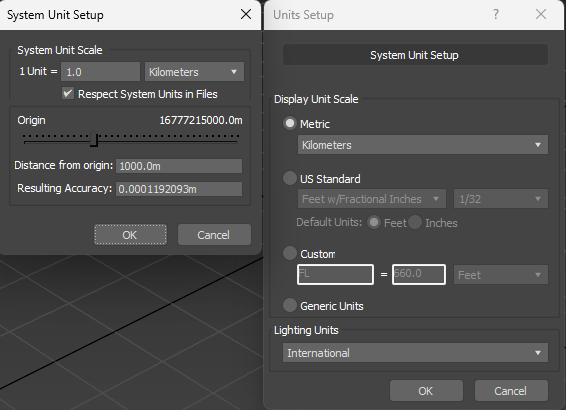 システムユニットをkm(キロメートル)に設定します。