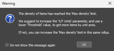 ここでForest PackのDensity(密度)に関するアラートが表示されます。