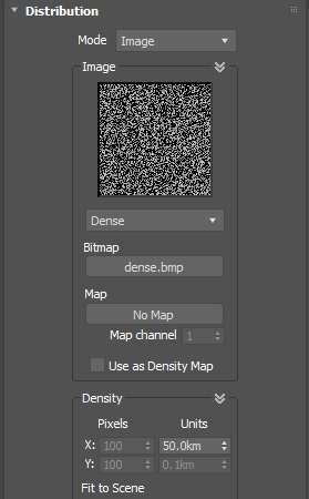 Density(密度)の数値を50kmに変更します。