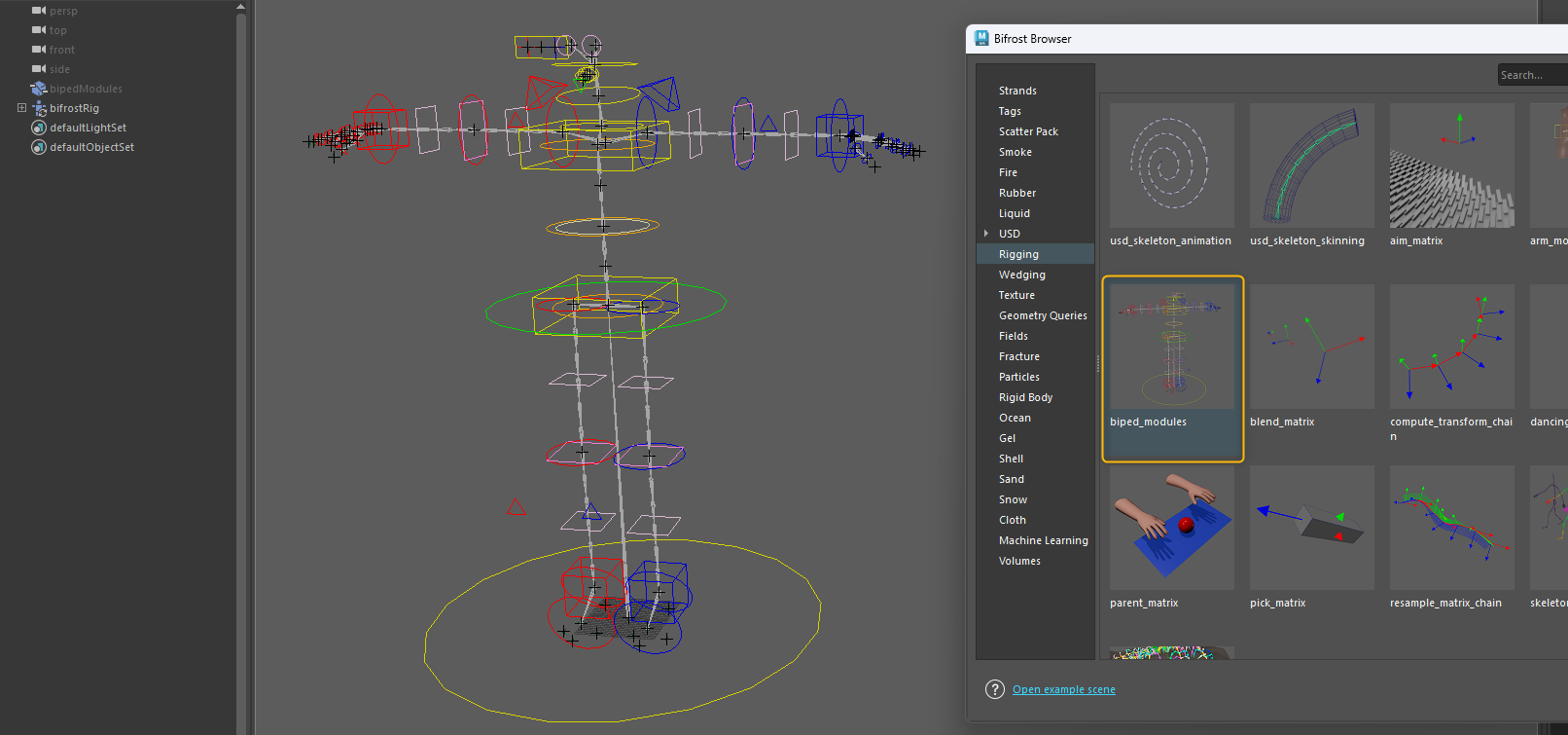 biped_modulesをインポートしリグを作成した状態