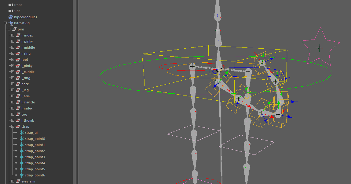 strapのpinを腰回りに配置した様子