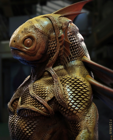 Fishman! - Digital Sculpture by Surajit Sen