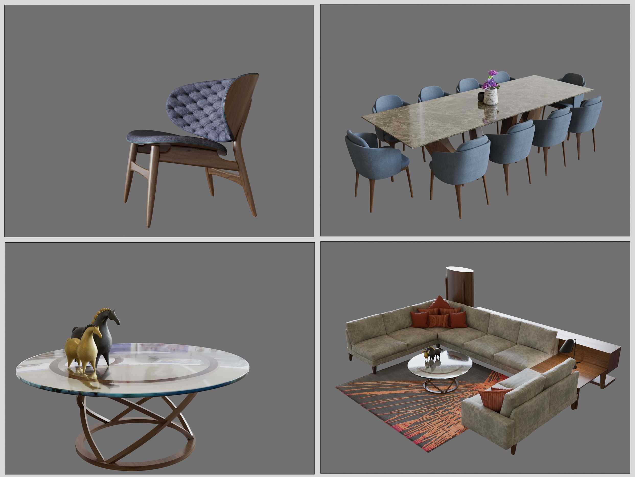 シーンで使用している家具モデルは、全て私たちのライブラリから持ってきたオブジェクト