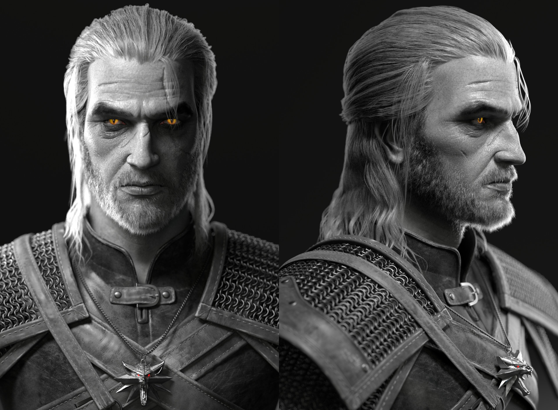 Sujung Kwon 氏が Autodesk Maya で作成した 3D Geralt of Rivia