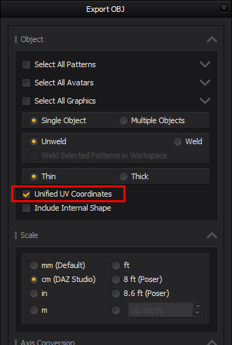 Unified UV Coordinatesにチェックを入れる