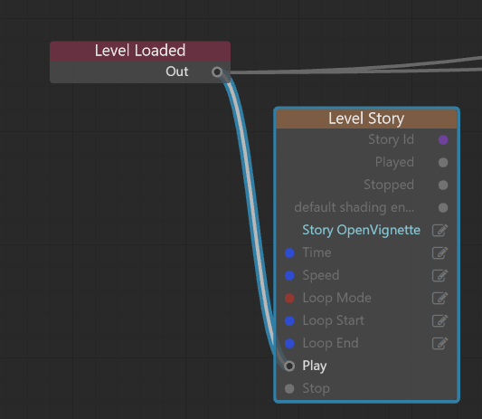 出来上がったStoryをLevelの中で呼び出すために、Level Flowを接続