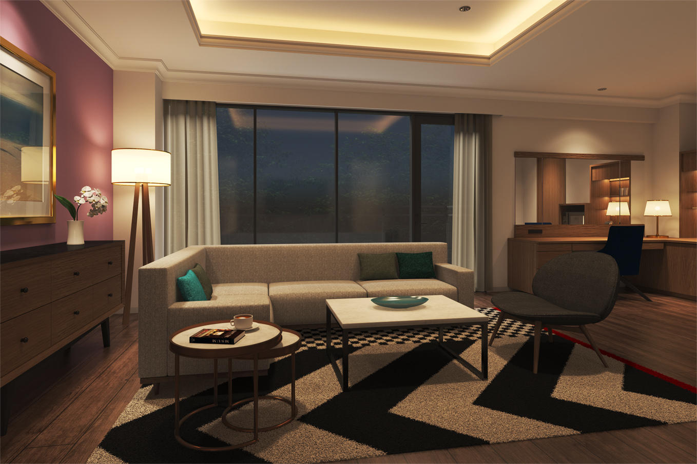 様々なレンダリング画像 03:VRayの作品 (レンダリング設定/夜景パースを描く) | やさしい3ds Max -はじめての建築CG ...